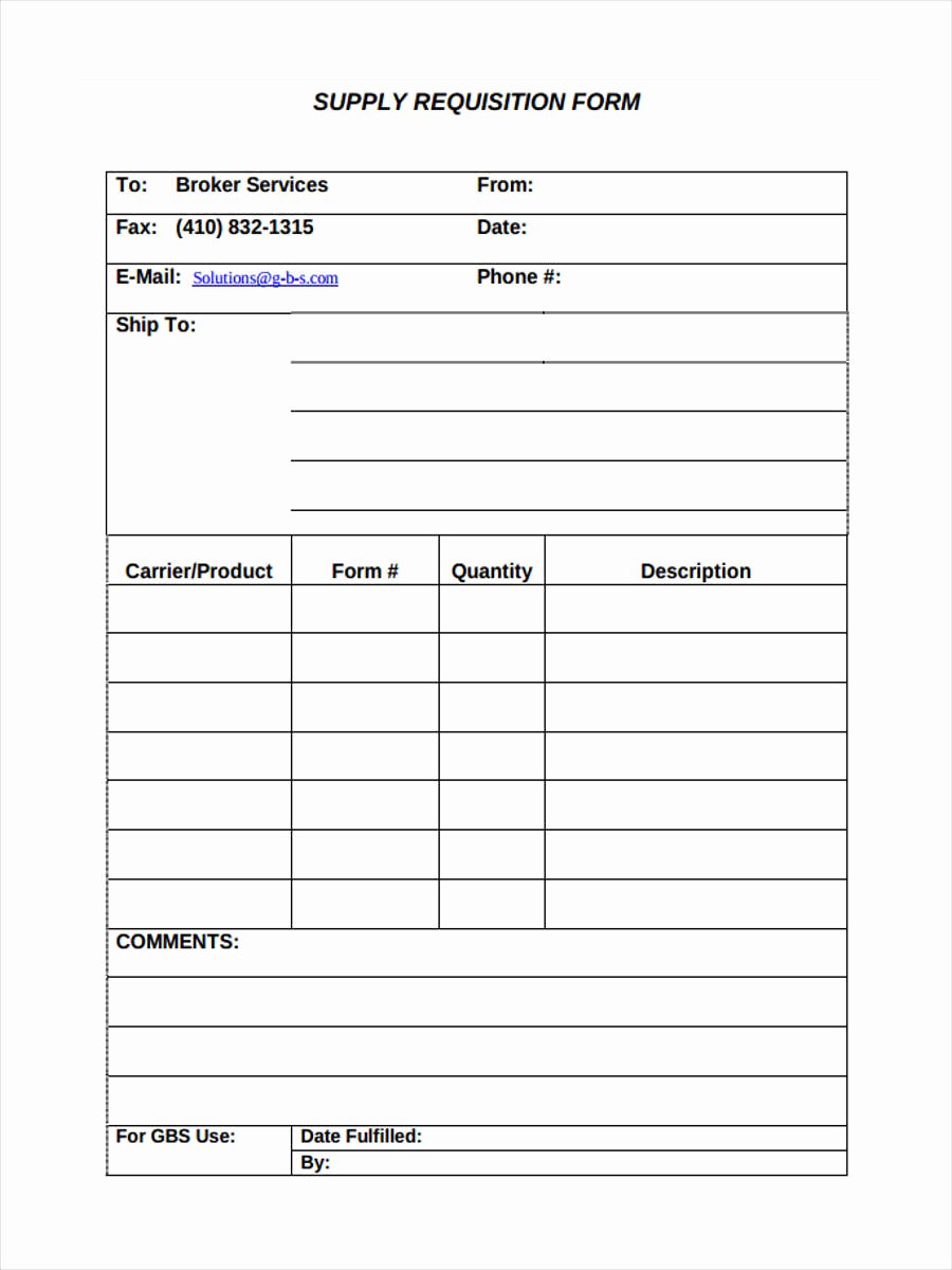 Supply order form Template New Free 7 Food Requisition form Samples In Sample Example format