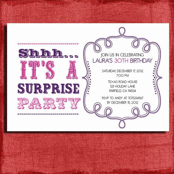 Surprise Party Invitation Template Elegant Free Surprise Birthday Party Invitations Templates