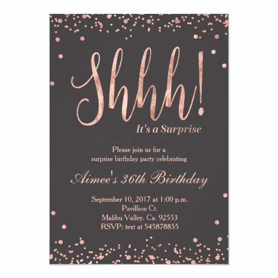 Surprise Party Invites Templates Unique Rose Gold Surprise Birthday Party Invitation