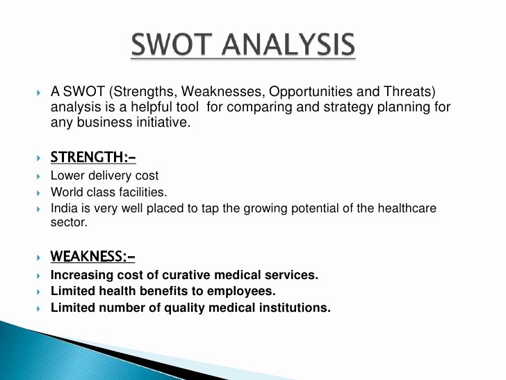 Swot Analysis for Hospital Inspirational fortis Healthcare