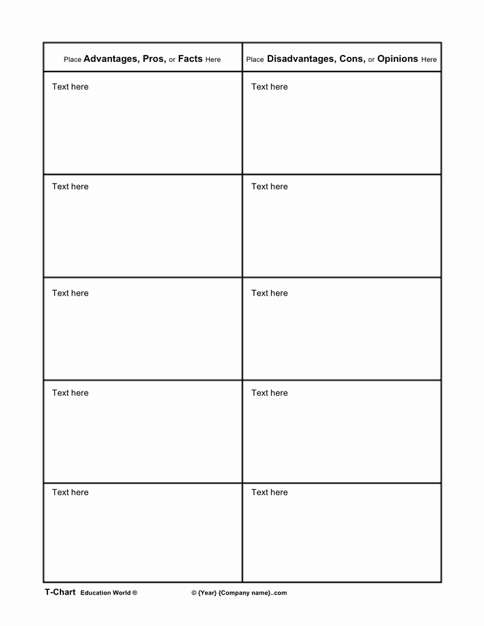 T Chart Template Word Fresh T Chart Template In Word and Pdf formats