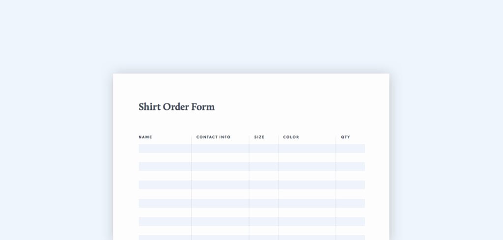 T Shirt order form Pdf Luxury T Shirt order form Free Pdf &amp; Excel Template