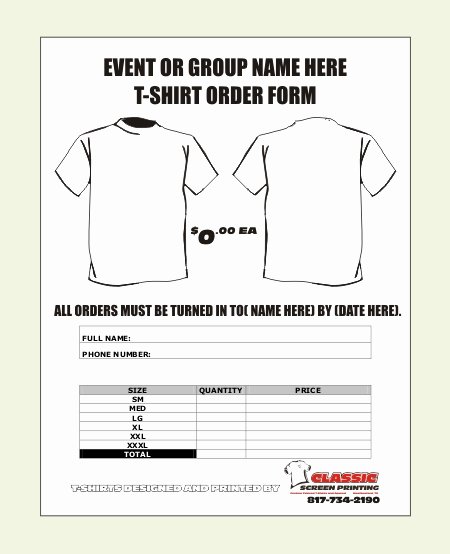 T Shirt order form Word Best Of T Shirt order form Template