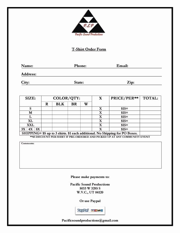 T Shirt order form Word New T Shirt order form Template