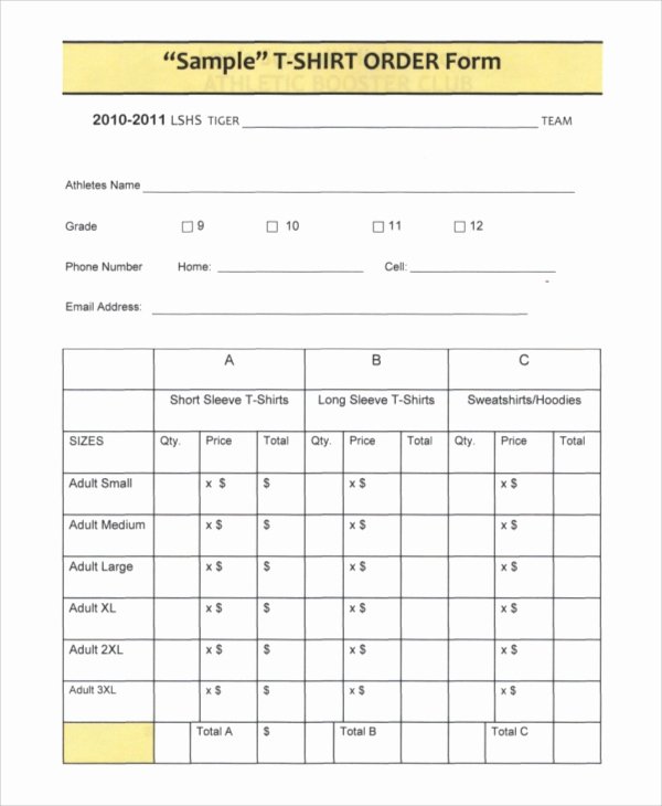 T Shirt order form Word Unique Sample T Shirt order form 11 Examples In Pdf Word
