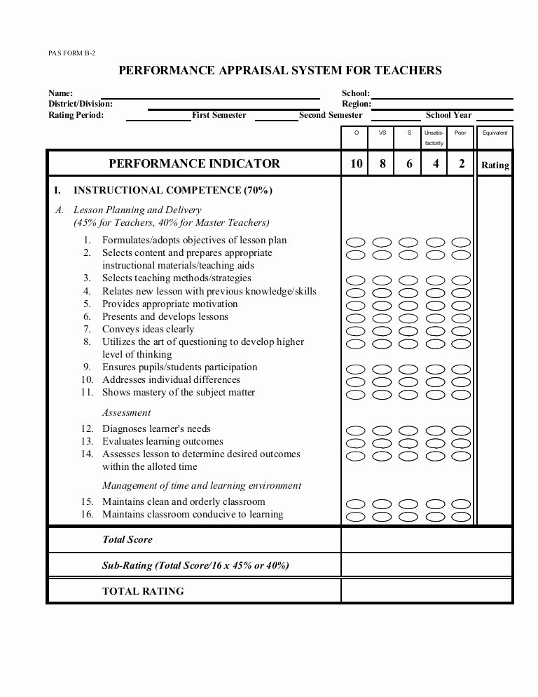 Teacher Performance Evaluation form Awesome Teacher Performance Evaluation form Search Results Calendar 2015