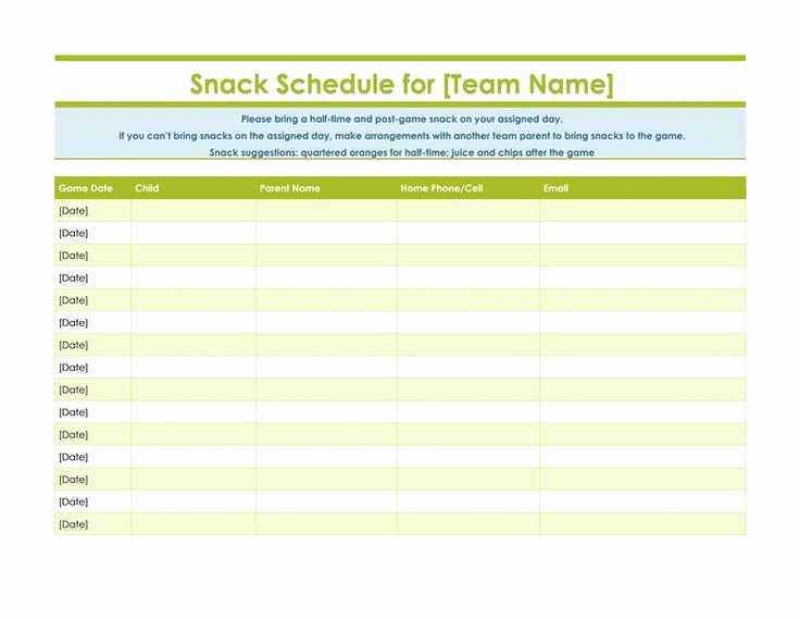 Team Snack Schedule Template Beautiful Pin by Courtaney Morton On Kids