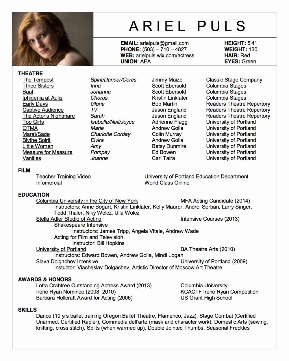 Tech theatre Resume Template Best Of Acting Resume Google Search Acting Class Stuff
