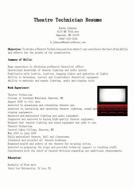 Tech theatre Resume Template Best Of Great Sample Resume