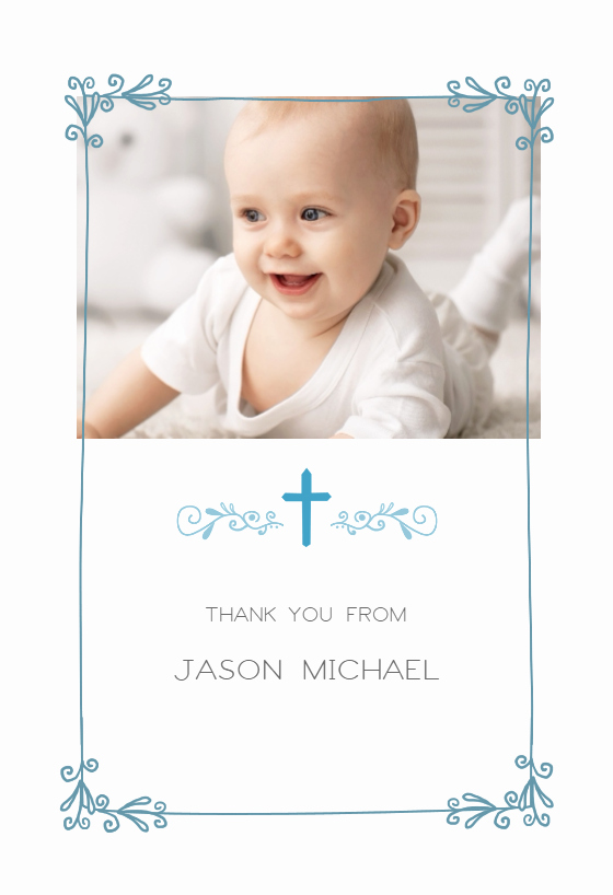 Thank You Cards for Baptism Beautiful Cross and Frame Baptism Thank You Card Free