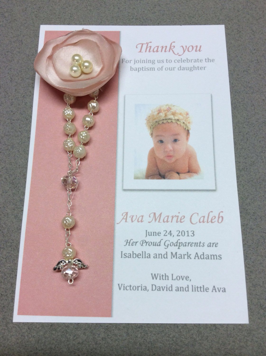 Thank You Cards for Baptism Best Of 25 Pcs Baptism Rosary Favor Cards Christening Rosary Favor