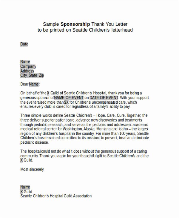 Thank You Letter for Sponsorship Luxury Free 74 Thank You Letter Examples In Doc Pdf