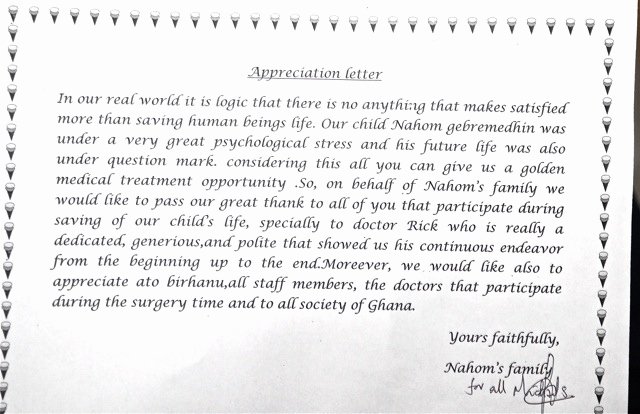 Thank You Letter to Doctor Lovely Messages From A Saved Boy Nahom