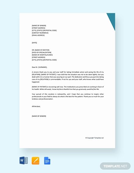 Thank You Letter to Doctor New 106 Free Thank You Letter Templates In Google Docs [download now]