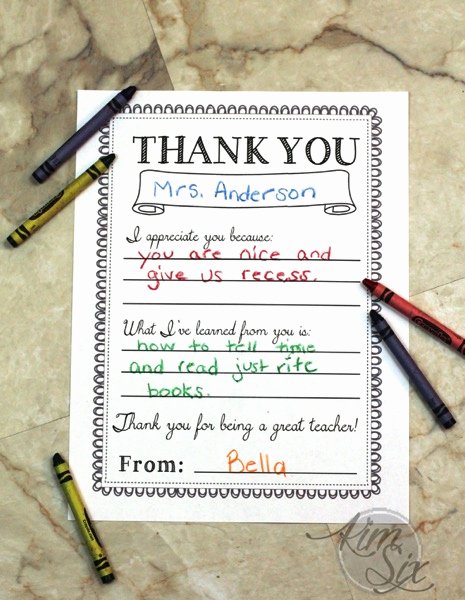 Thank You Note for Teacher Beautiful Teacher Thank You Appreciation Week Printable