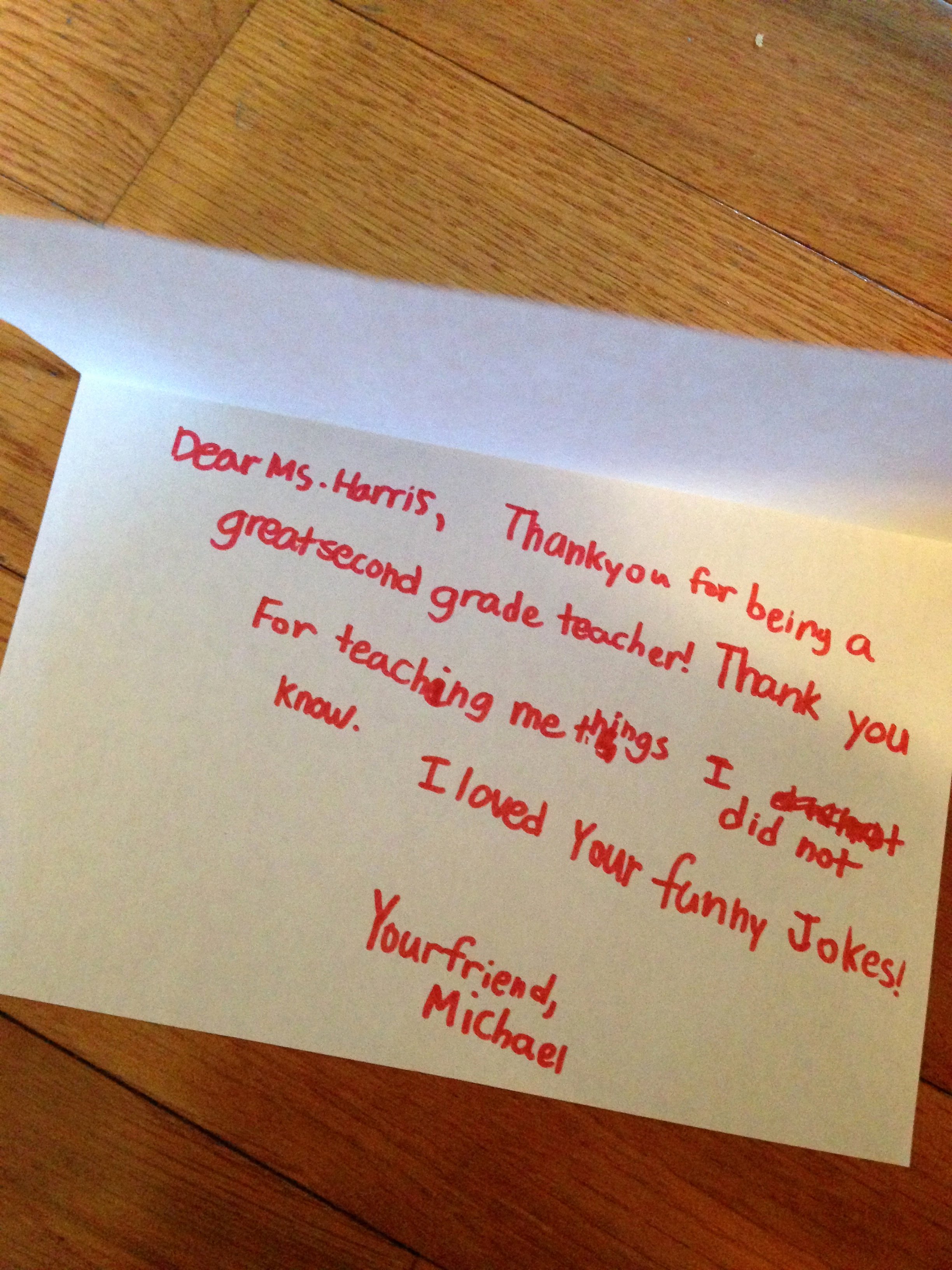 Thank You Note From Teacher Beautiful Volunteers Archives Sweet tooth Munications