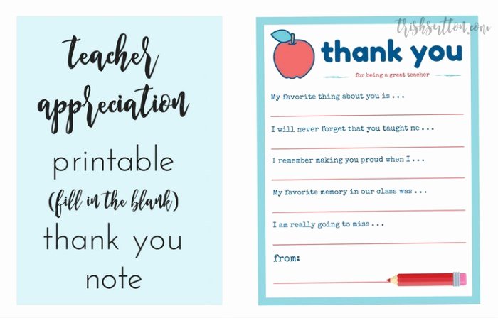 Thank You Note to Teacher New Teacher Appreciation Week Printable Thank You Note