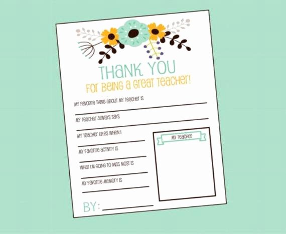 Thank You Preschool Teacher Lovely Teacher Questionnaire Perfect for Teacher S Appreciation