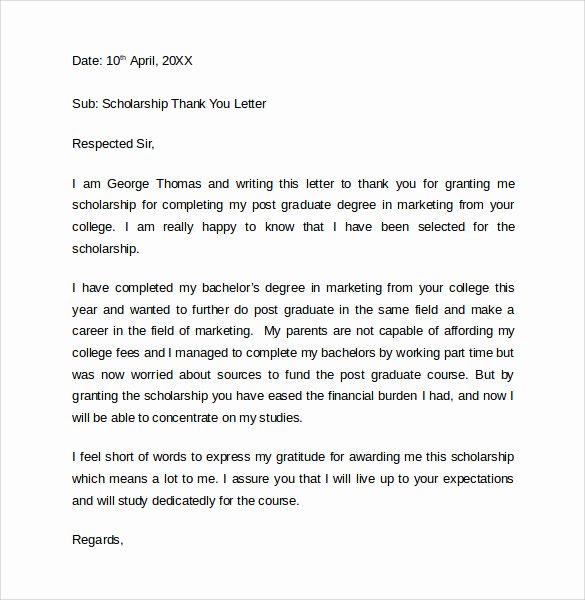 Thank You Scholarship Letter Lovely Sample Thank You Letter for Scholarship 9 Download Free Documents In Pdf Word