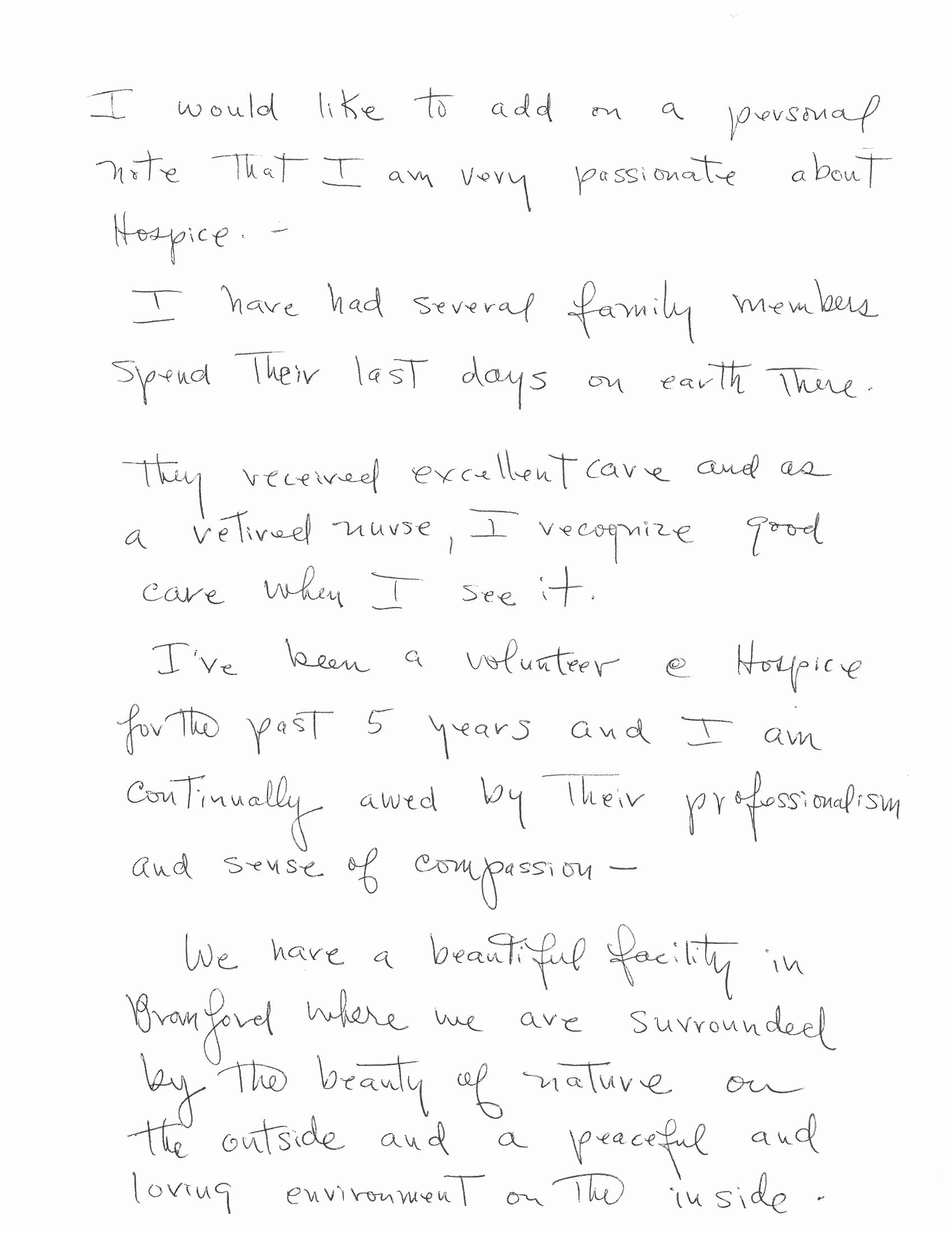 Thank You to Preceptor Lovely Volunteer Letter Terry Nuzzo Thank You the Connecticut Hospice Inc