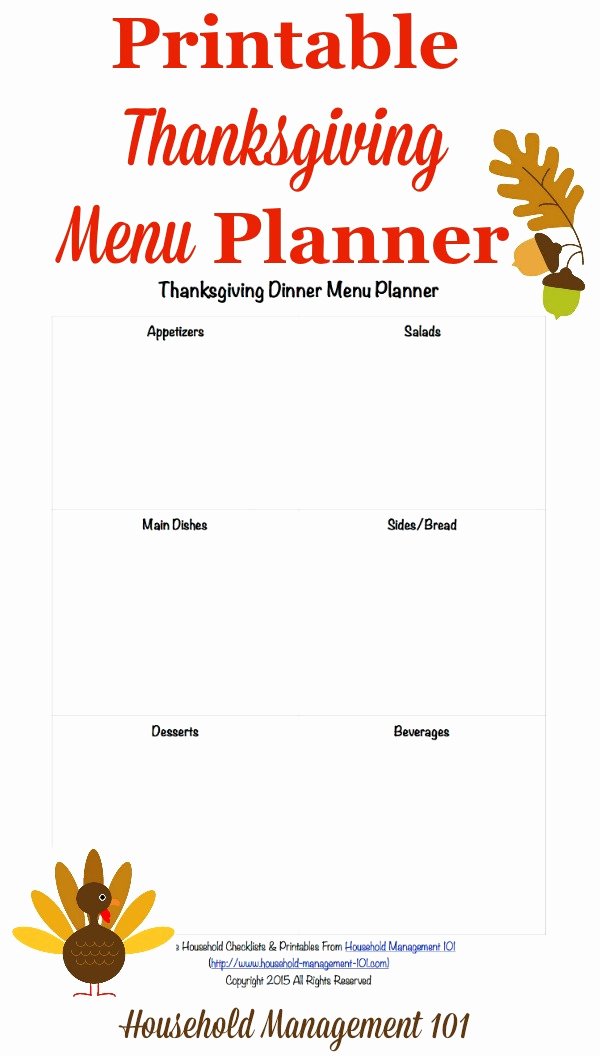 Thanksgiving Dinner Menu Template Best Of Free Printable Thanksgiving Dinner Menu Planner