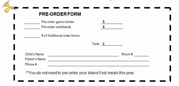 Ticket order form Template Beautiful Field Pto island Fest is Thursday April 21 order Tickets now