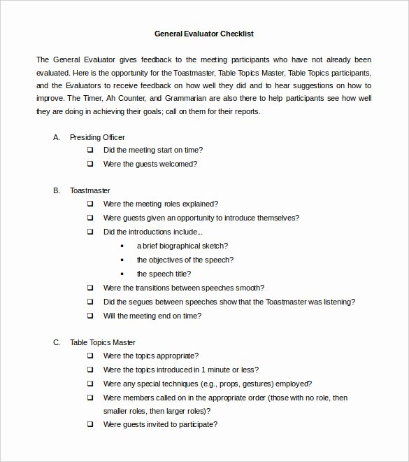 Toastmasters Speech Evaluation form Awesome toastmaster Evaluation Template – 20 Free Word Pdf Documents Download