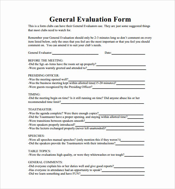 Toastmasters Speech Evaluation form Unique toastmaster Evaluation Template – 20 Free Word Pdf Documents Download