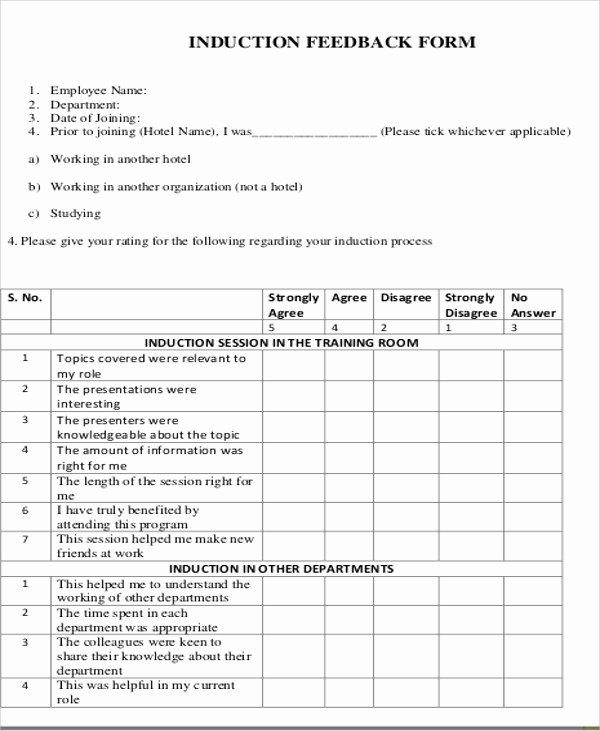 Training Feedback form for Employees Luxury Sample Employee Feedback form 10 Examples In Word Pdf