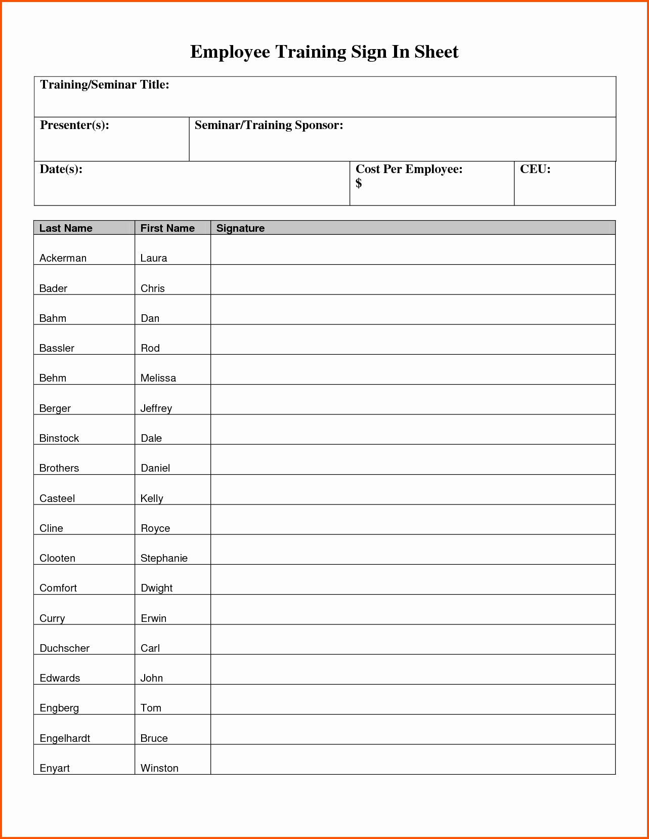 Training Sign Off Sheet Templates Inspirational 29 Of Template F