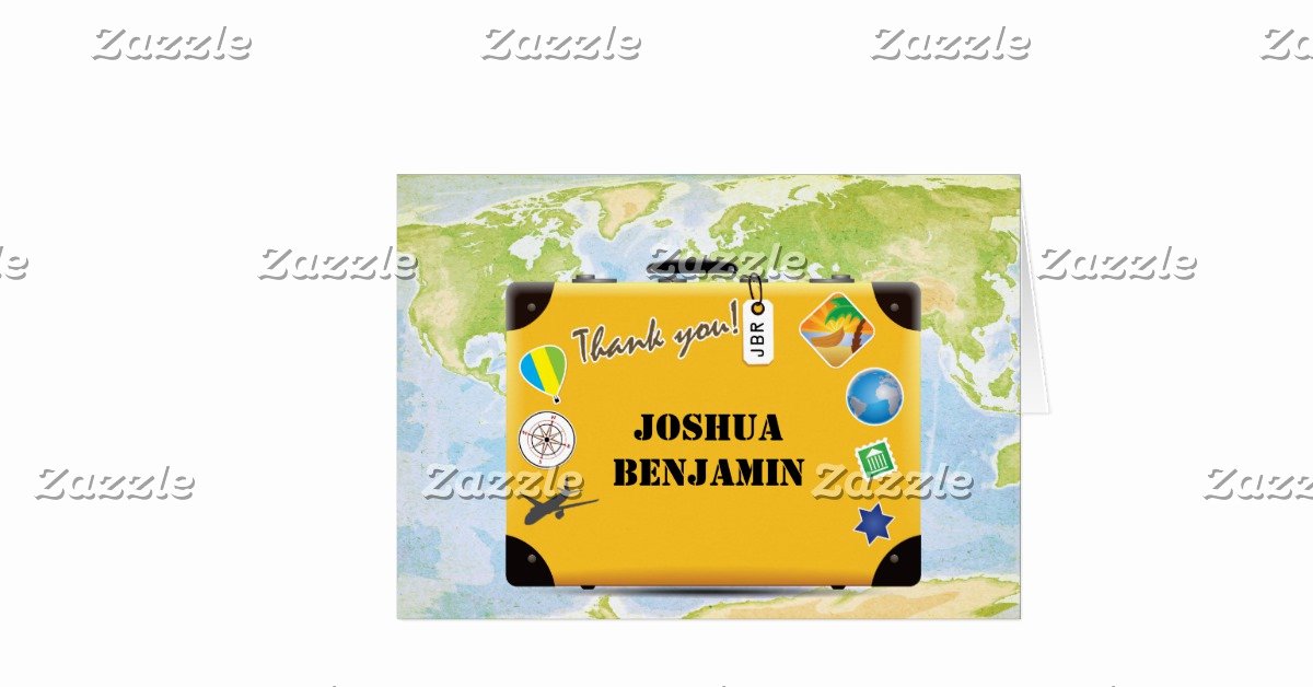 Travel themed Thank You Cards Awesome Suitcase World Travel themed Thank You Stationery Note Card