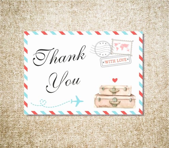 Travel themed Thank You Cards Unique Travel Thank You Card Thank You Note Baby Shower by Violinevents