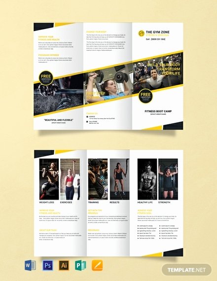 Tri Fold Brochure Template Illustrator Beautiful Free Gym Tri Fold Brochure Template Word Psd Indesign Apple Pages