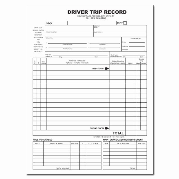Truck Driver Trip Report Template Awesome Trucking Pany forms and Envelopes Custom Printing