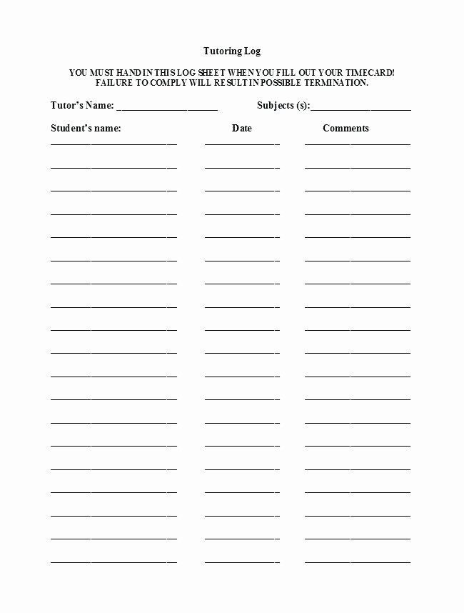Tutoring Sign In Sheet Best Of Tutoring Sign In Sheet Template