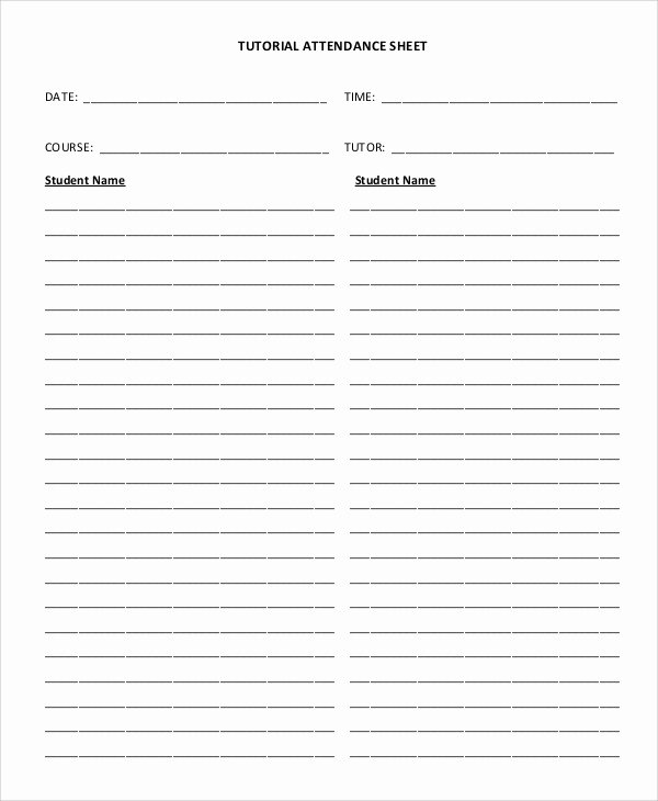 Tutoring Sign In Sheet Luxury Sample attendance Sheet 19 Examples In Pdf Word
