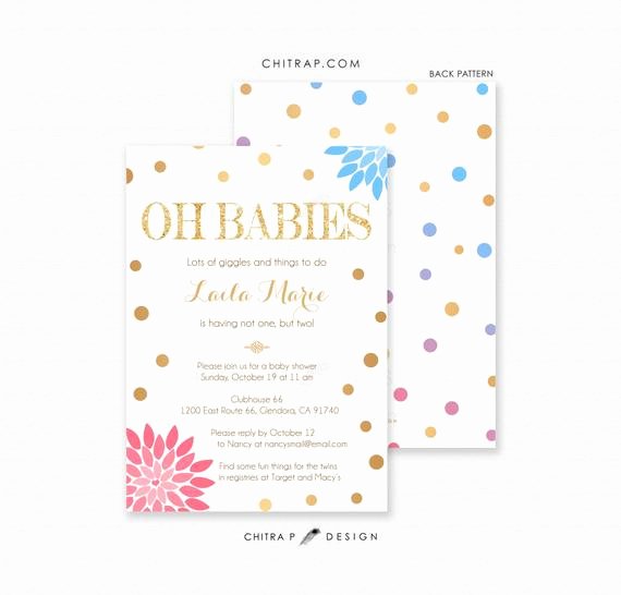 Twin Gender Reveal Invitations Awesome Twins Baby Shower Invitations Printed Boy Girl Pink Blue Gender Reveal Neutral Oh Babies