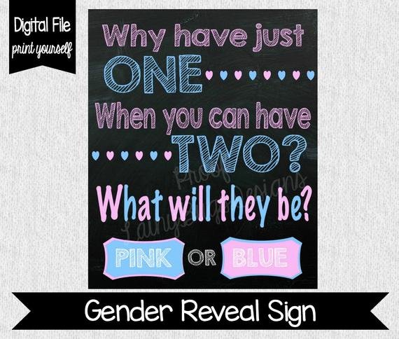 Twin Gender Reveal Invitations Beautiful Twin Gender Reveal Sign Gender Reveal Party Sign Twin