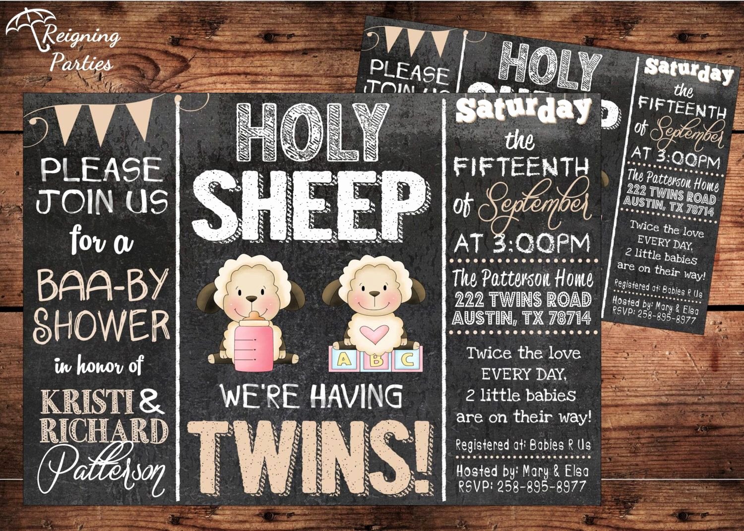 Twin Gender Reveal Invitations Unique Holy Sheep Lamb Baby Shower Invitation Twins Baby Shower Invitation Gender Reveal