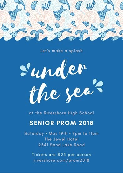 Under the Sea Invitation Template Fresh Under the Sea Prom Invitation Deep Blue Sea In 2019