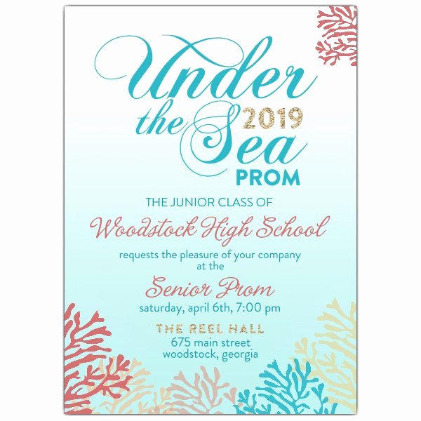 Under the Sea Invitation Templates Beautiful Under the Sea High School Prom Invitations