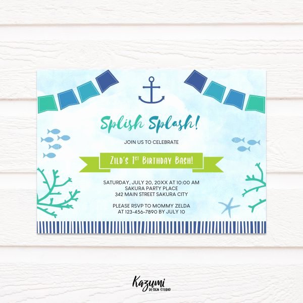 Under the Sea Invitation Templates Best Of Kdsb198 Under the Sea Nautical Birthday Invitation