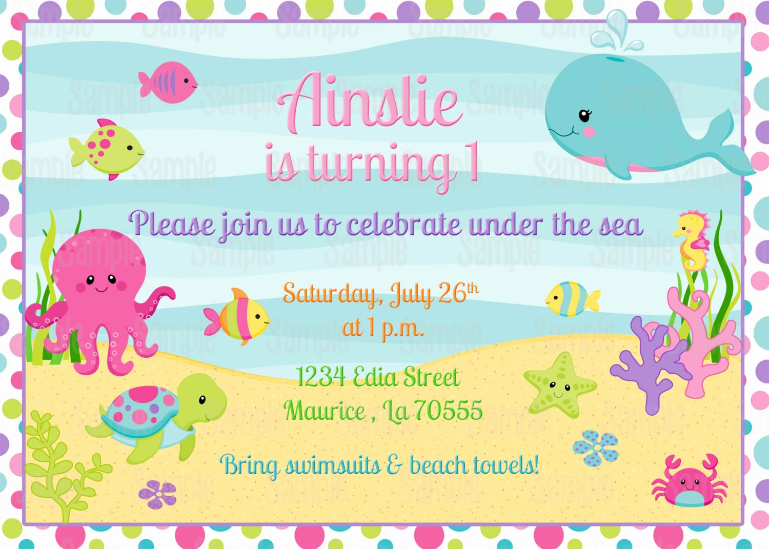 Under the Sea Invitation Templates Fresh Printable Girl Under the Sea Birthday Invitation Plus Free