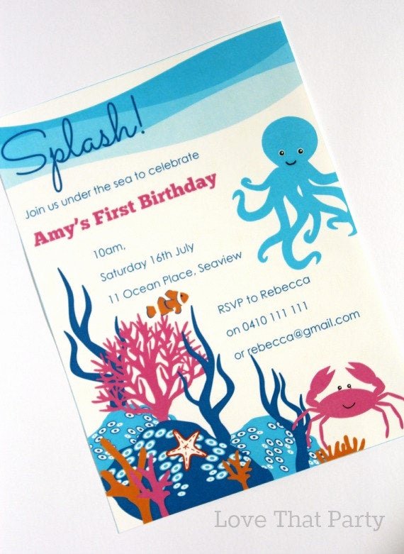 Under the Sea Invitation Templates Inspirational Ocean Under the Sea Invitation Printable Personalised