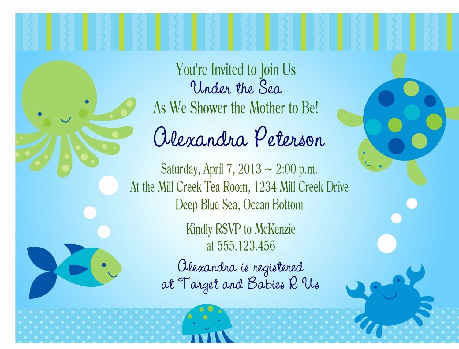 Under the Sea Invitation Templates Inspirational Under the Sea Baby Shower Invitations Free Templates