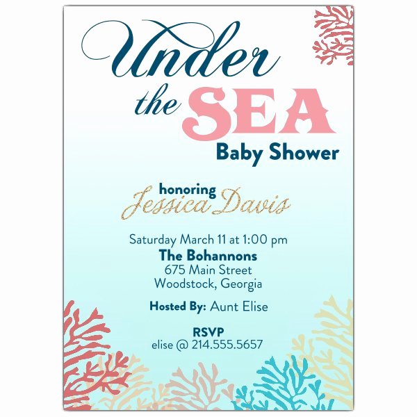 Under the Sea Invitation Templates Lovely Under the Sea Baby Shower Invitations