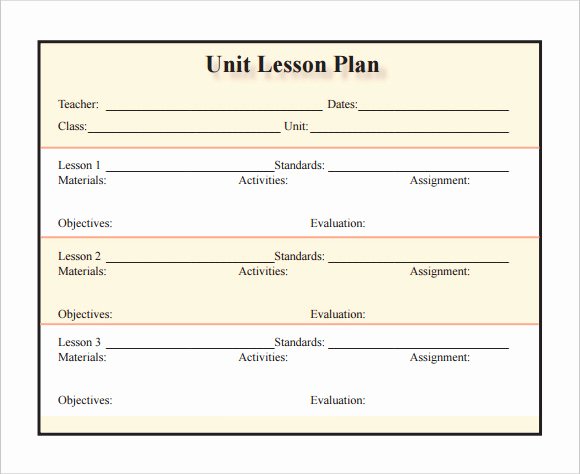 Unit Lesson Plan Template Best Of 10 Sample Lesson Plans