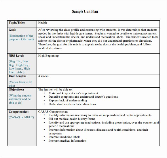 Unit Lesson Plan Template Luxury Free 8 Unit Plan In Samples Example format