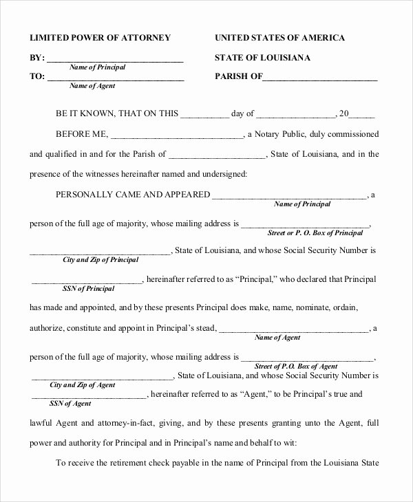 Unlimited Power Of attorney form Beautiful Sample Limited Power Of attorney form 10 Examples In Pdf Word