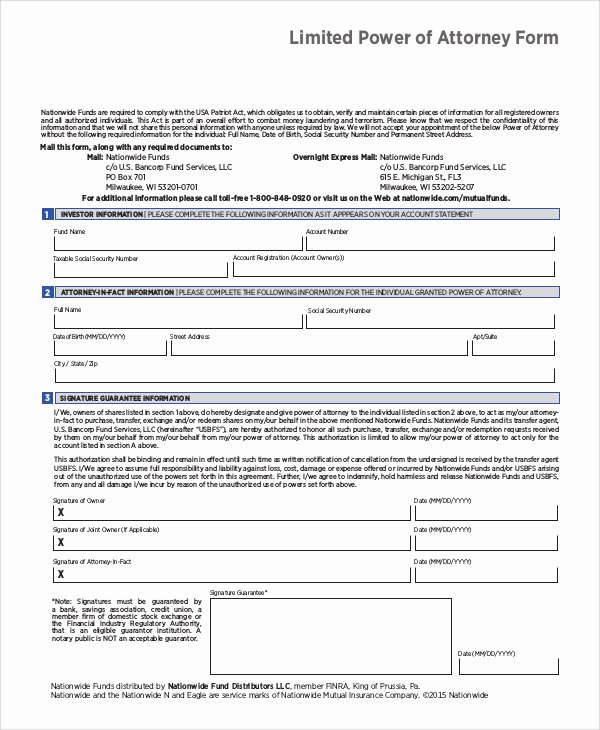 Unlimited Power Of attorney form New Sample Limited Power Of attorney form 10 Examples In Pdf Word